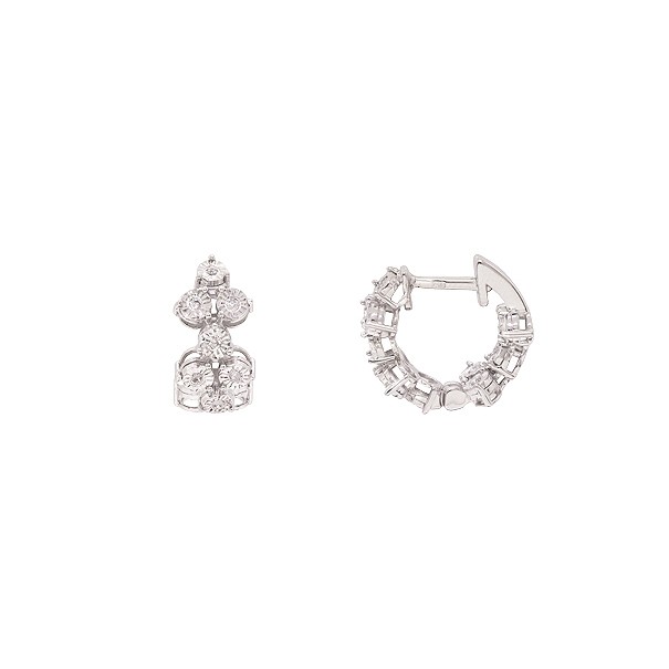 Brinco em Ouro Branco 18k Argola com 24 Brilhantes 0.12cts   