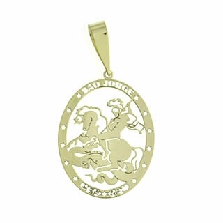Pingente em Ouro 18k São Jorge Oval Pequeno