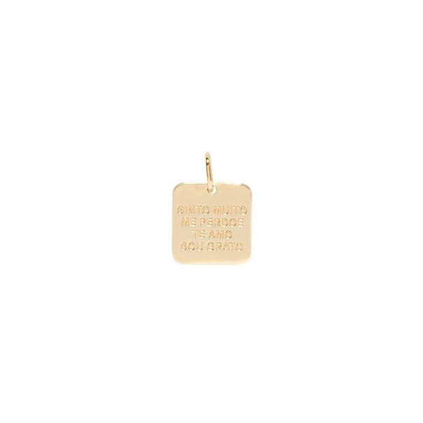 Pingente em Ouro 18k Hooponopono Quadrado 