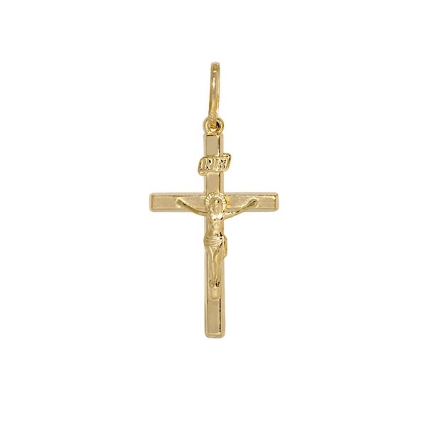 Pingente em Ouro 18k Cruz com Cristo Média