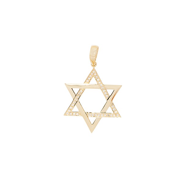 Pingente em Ouro 18k Alpha Estrela de Davi Polida com 39 Diamantes 