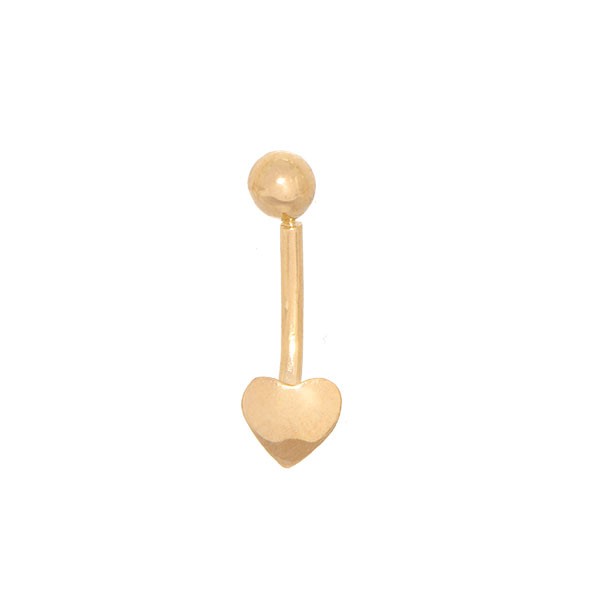Piercing em Ouro 18k Umbigo Coração Polido