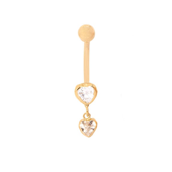 Piercing Umbigo Folheado a Ouro 18k Coração Zircônia Dourado