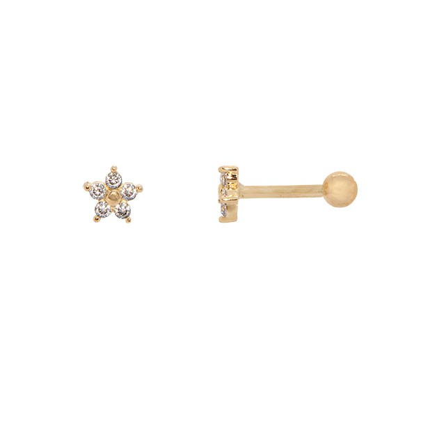 Piercing em Ouro 18k Tragus Florzinha com Zircônias 