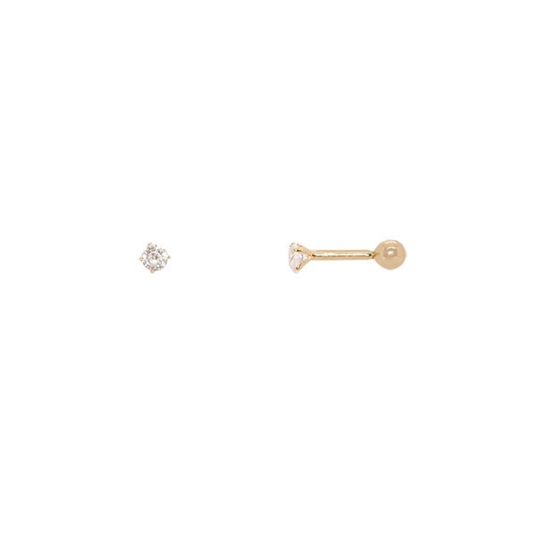 Piercing em Ouro 18k Tragus com Zircônia 3mm