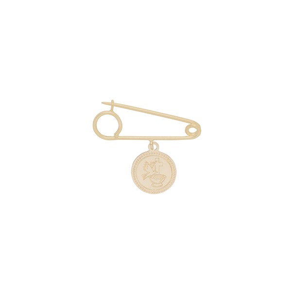 Pingente em Ouro 18k Alfinete com Medalha Batismo