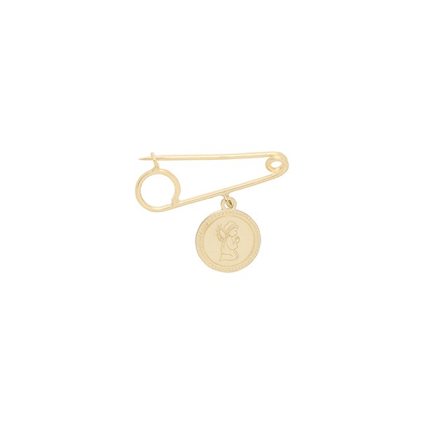 Pingente em Ouro 18k Alfinete com Medalha Anjinho