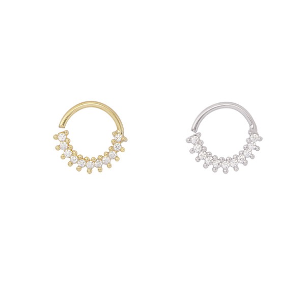 Piercing-Argola-Ouro Amarelo-e-Ouro-Branco-com-11-Zirconias