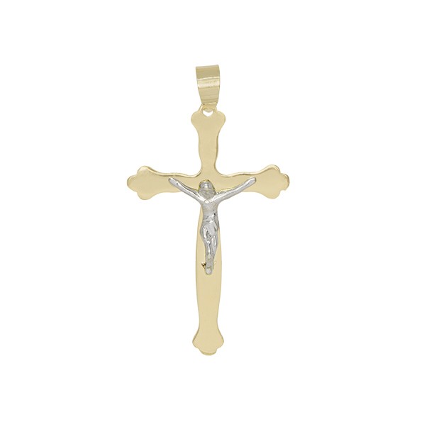 Pingente Crucifixo Bicolor Polido com Cristo