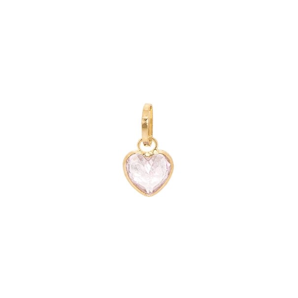 Pingente em Ouro 18k Coração Pequeno com Zircônia Rosa