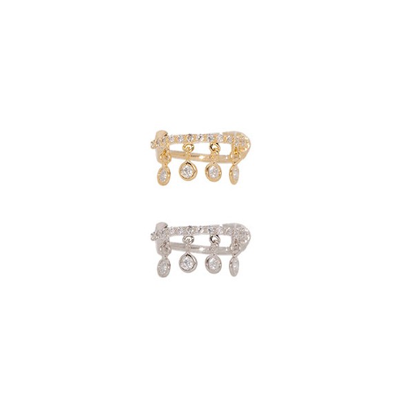 Piercing em Ouro 18k Argola Com 13 Brilhantes Pingente Círculos com 4 Brilhantes