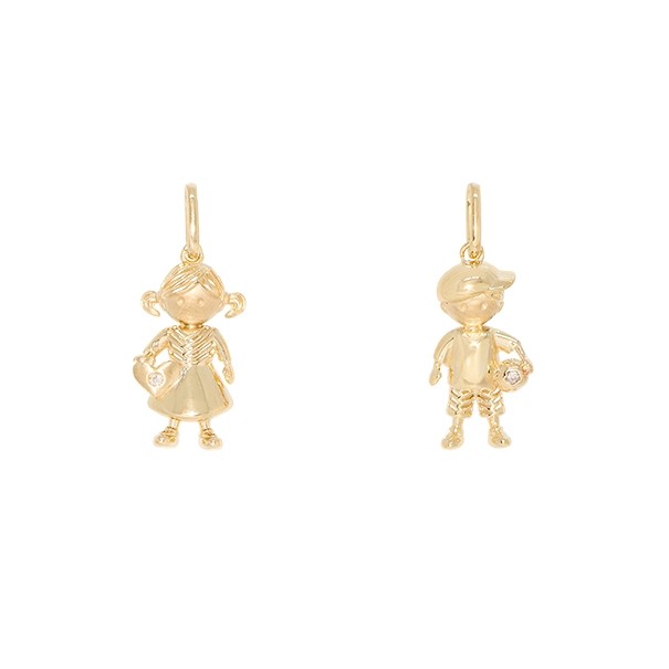 Pingente em Ouro 18k Baby Love Polido com 1 Brilhante