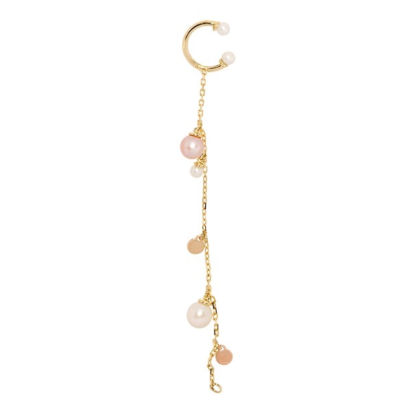 Piercing em Ouro 18k Ora Argola com Corrente Bicolor com Perolas 4,50mm/2.5mm