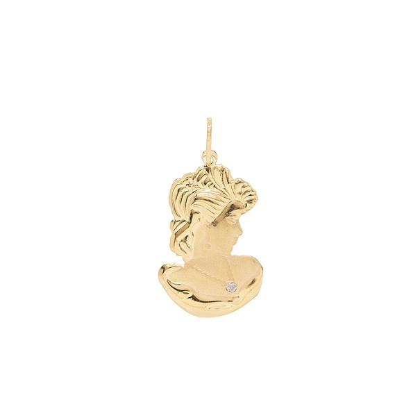 Pingente em Ouro 18k Camafeo Fosco/Polido com 1 Zircônia