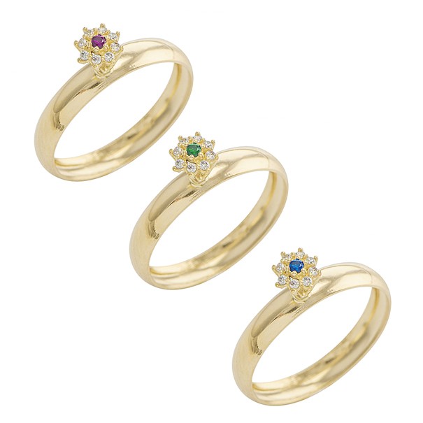 Anel chuveiro flor alto com zircônias