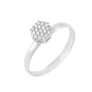 Anel Chuveiro Sextavado Pequeno com Zircônias 