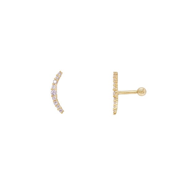 Piercing em Ouro 18k Ear Cuff com Zircônias Brancas Degradês