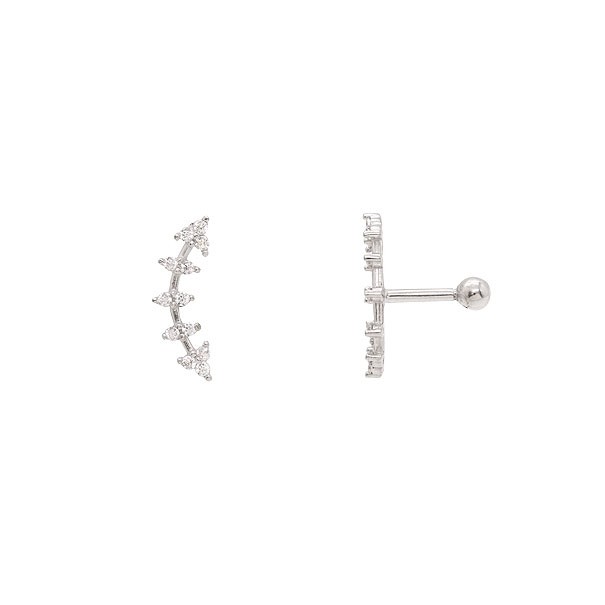 Piercing em Ouro Branco 18k Seta com Zircônias 