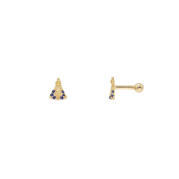 Piercing em Ouro 18k Nossa Sra. Aparecida com Zircônias 