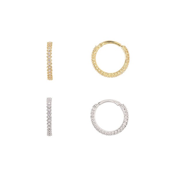 Piercing em Ouro 18k Argola com Zircônias 