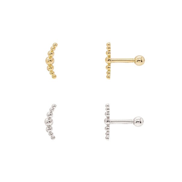 Piercing em Ouro 18k Ear Cuff com Bolinhas Degradês