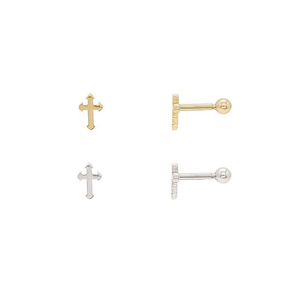 Piercing em Ouro 18k Cruz Polida