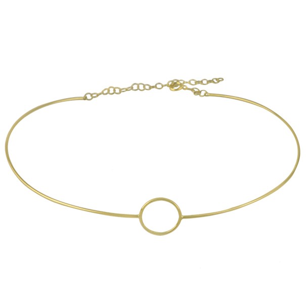 Gargantilha em Ouro 18k Forme Choker Fio com Circulo