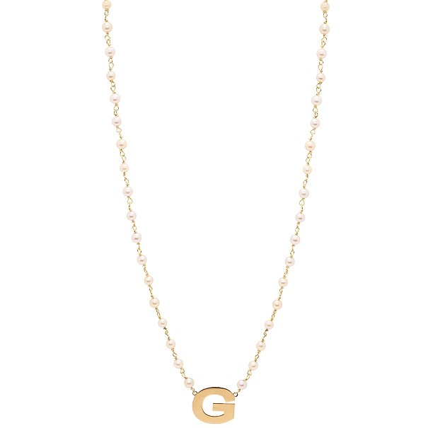Gargantilha em Ouro 18k Perolas 3.00 a 3.50mm 45cm Letra G