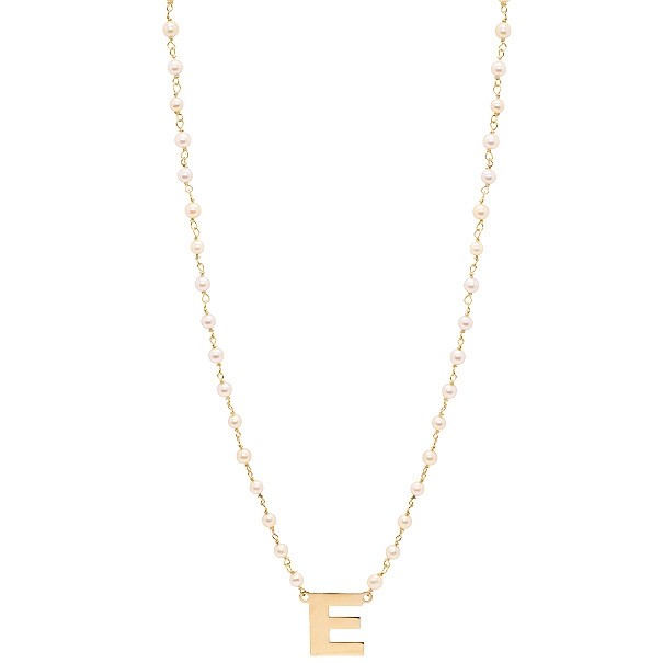 Gargantilha em Ouro 18k Perolas 3.00 a 3.50mm 45cm Letra E