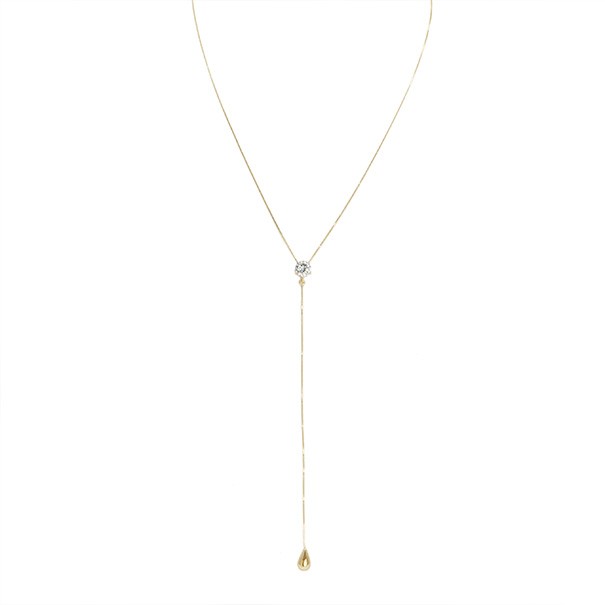 Gargantilha gravata 45cm com Zircônia