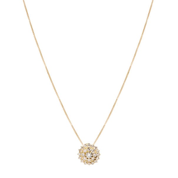 Gargantilha em Ouro 18k Chuveiro Flor com 25 Diamantes