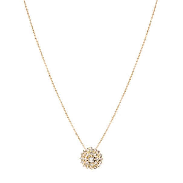 Gargantilha em Ouro 18k Chuveiro Flor com 25 Diamantes