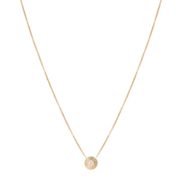 Gargantilha em Ouro 18k Redonda Chanfrada com 1 Diamante 2 Pontos