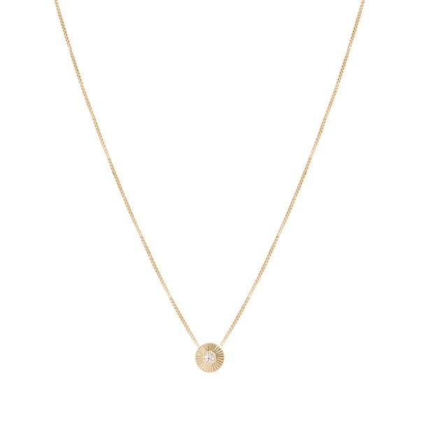 Gargantilha em Ouro 18k Redonda Chanfrada com 1 Diamante 4 Pontos 