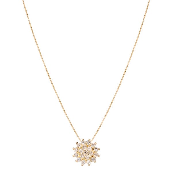Gargantilha em Ouro 18k Chuveiro Flor com 19 Diamantes 0.49ct 