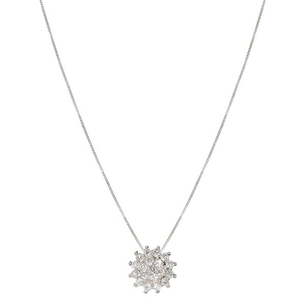 Gargantilha em Ouro Branco 18k Chuveiro Flor com 19 Diamantes 0.47ct 