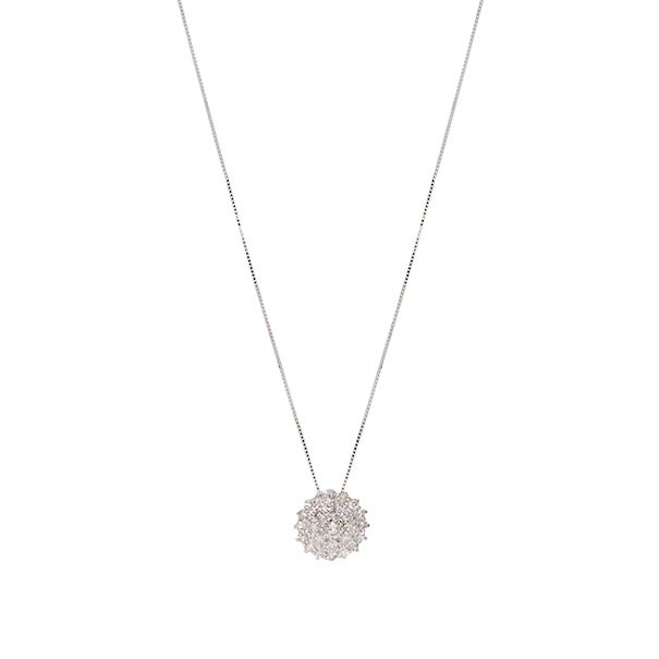 Gargantilha em Ouro Branco 18k Chuveiro Flor com 25 Diamantes