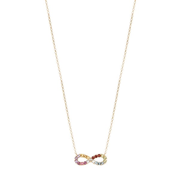 Gargantilha em Ouro 18K Infinito com Pedras Naturais 