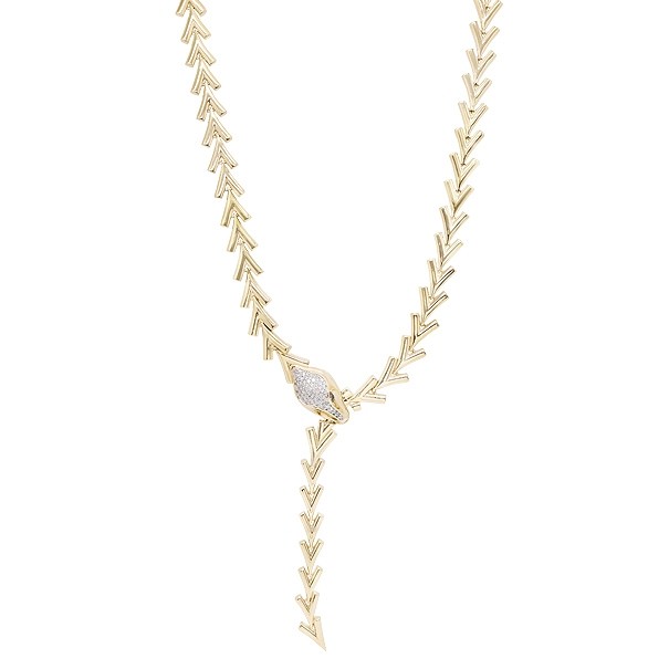 Gargantilha em Ouro 18k Cobra Escamas Polidas com 2 Esmeraldas e 53 Diamantes de 0.28Cts