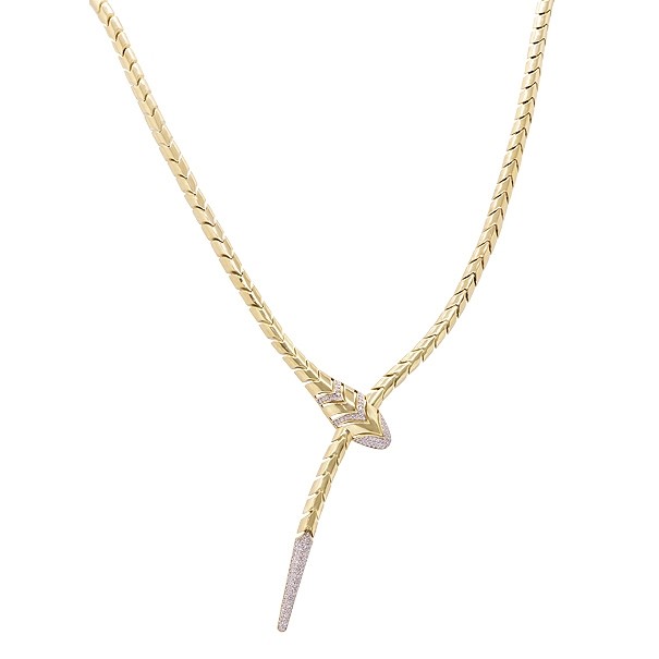 Gargantilha em Ouro 18k Serpente Polida Escamas com 145 Diamantes de 0.72Cts
