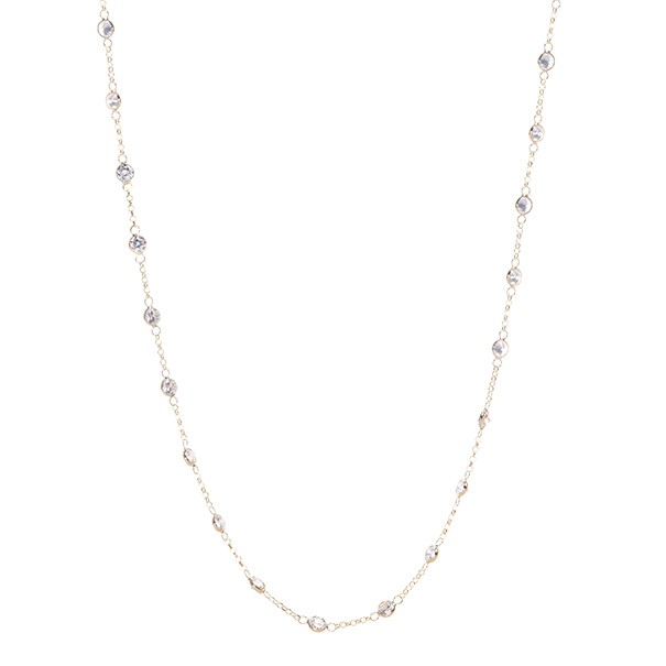 Gargantilha Elo Português com Zircônias Brancas 3mm - 45cm    