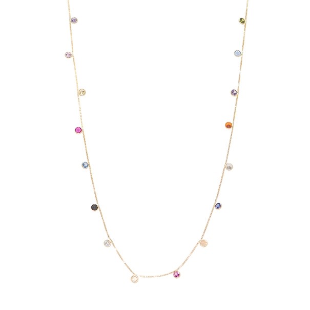 Gargantilha em Ouro 18k Dambete 40cm com Zircônias Coloridas