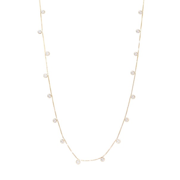 Gargantilha em Ouro 18k Dambete 45cm com Zircônias Brancas