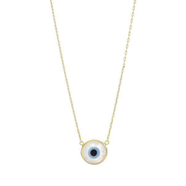 Gargantilha em Ouro 18k Carter com Olho Grego Madre Perola 