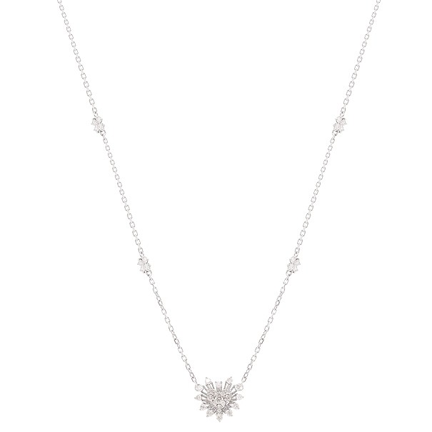 Gargantilha em Ouro Branco 18k Coração com 38 Brilhantes