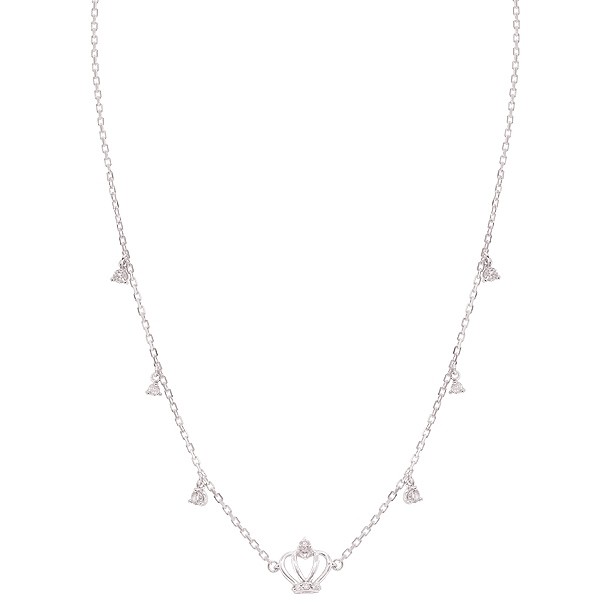 Gargantilha em Ouro Branco 18k Coroa Polida com 10 Brilhantes