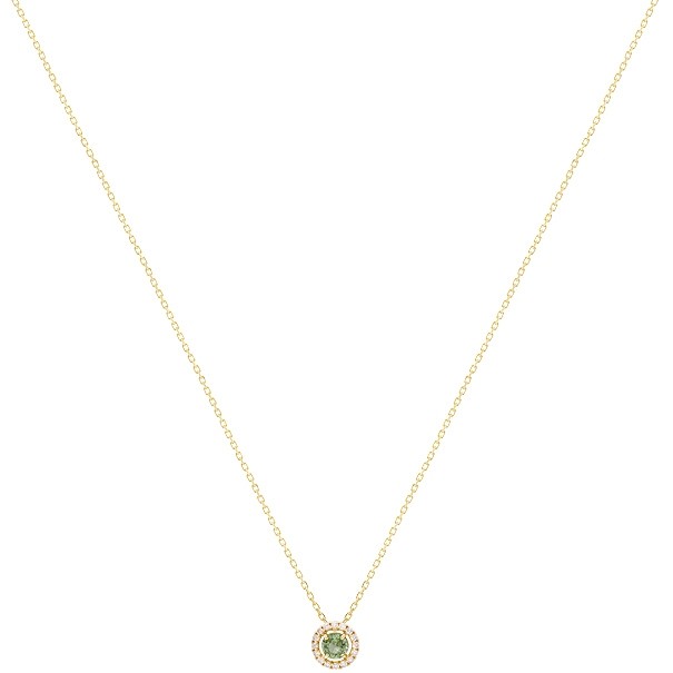Gargantilha em Ouro 18k Chuveiro Redondo com 1 Safira Verde 4mm 0.36Cts com 16 Diamantes 0.08Cts        