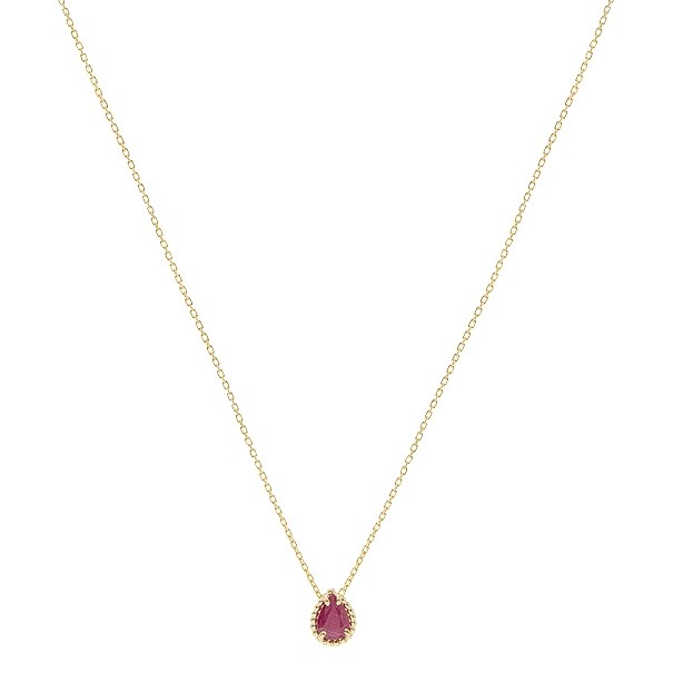 Gargantilha Em Ouro 18k Gota Com 1 Rubi De 0.87CTS