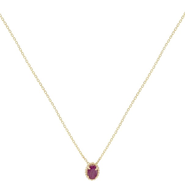 Gargantilha Em Ouro 18k Ponto De Luz Bolinhas Polidas Com 1 Rubi 0.50CTS