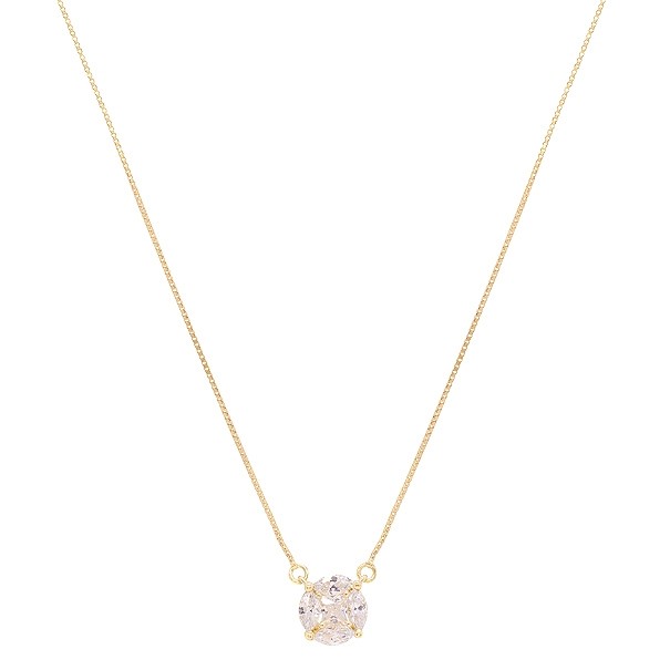 Gargantilha em Ouro 18k Chuveiro Redondo com Zircônias  Brancas  